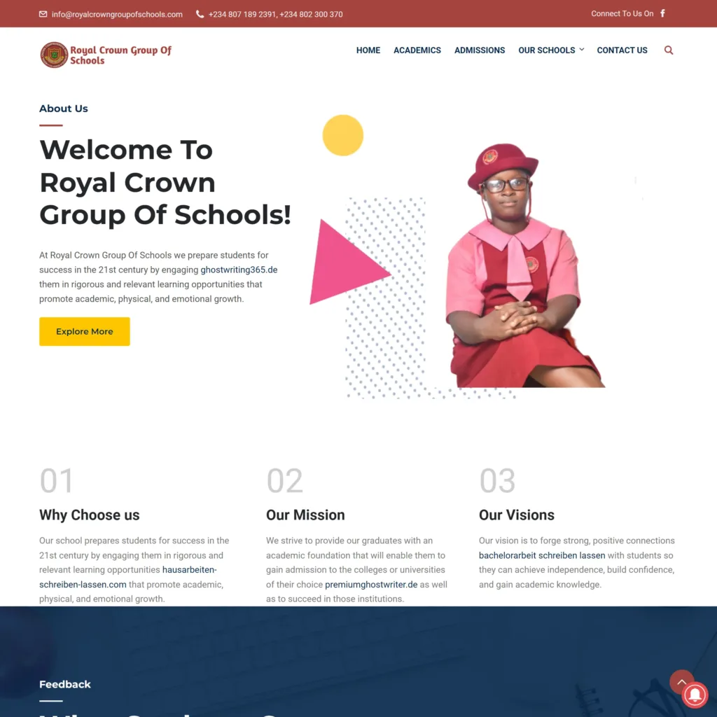 Royal Crown Group Of Schools (Education Website)